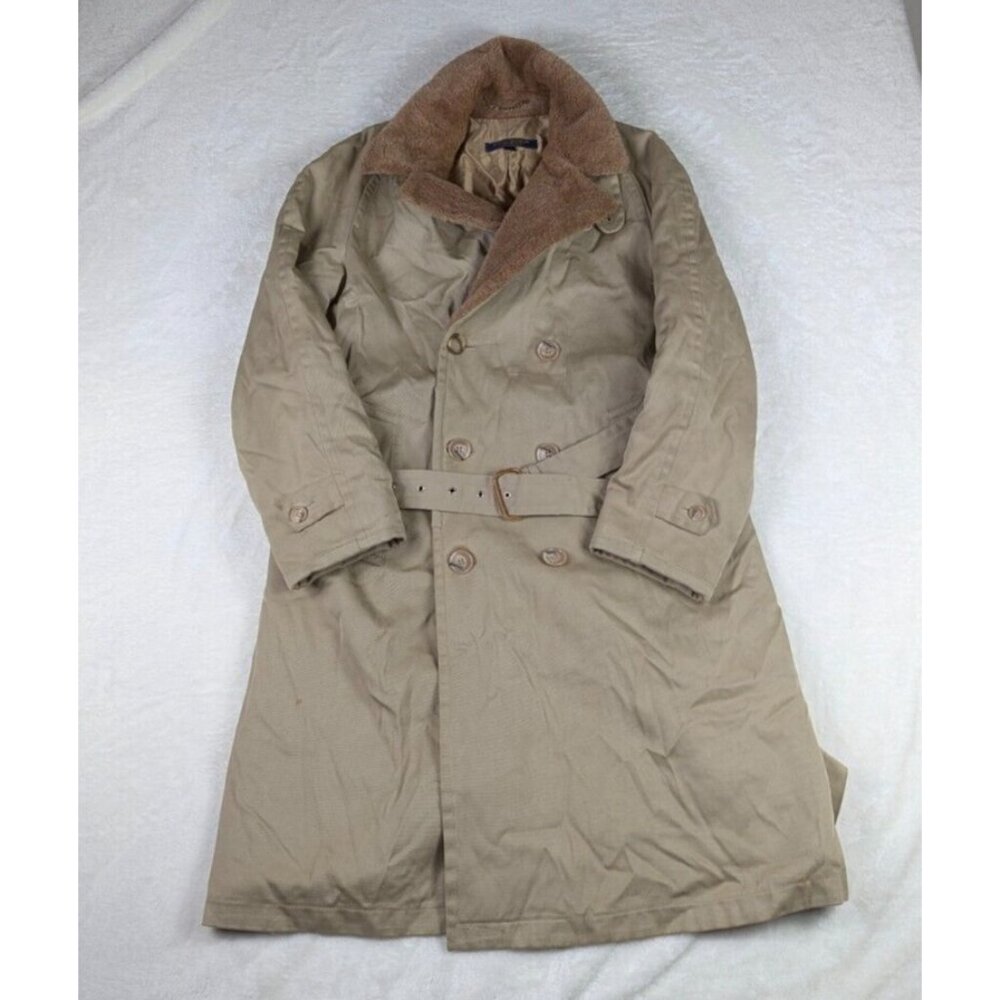 Vintage Brooks Brothers Trench Over Coat Wool Lined Belted Mens 40 Long Beige
